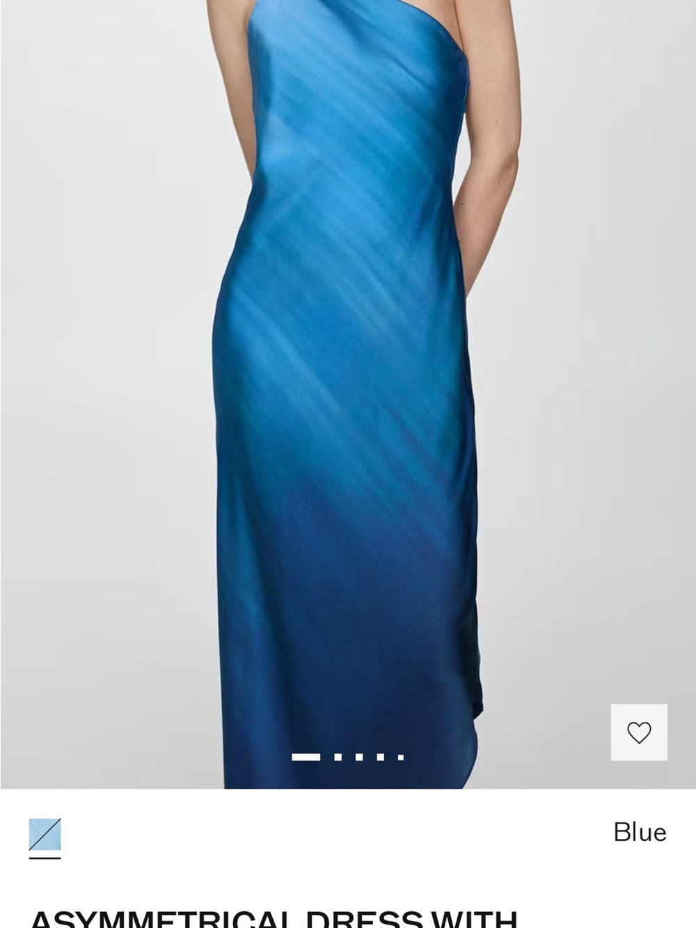 Mango Asymmetrical One-Shoulder Blue Gradient Dress